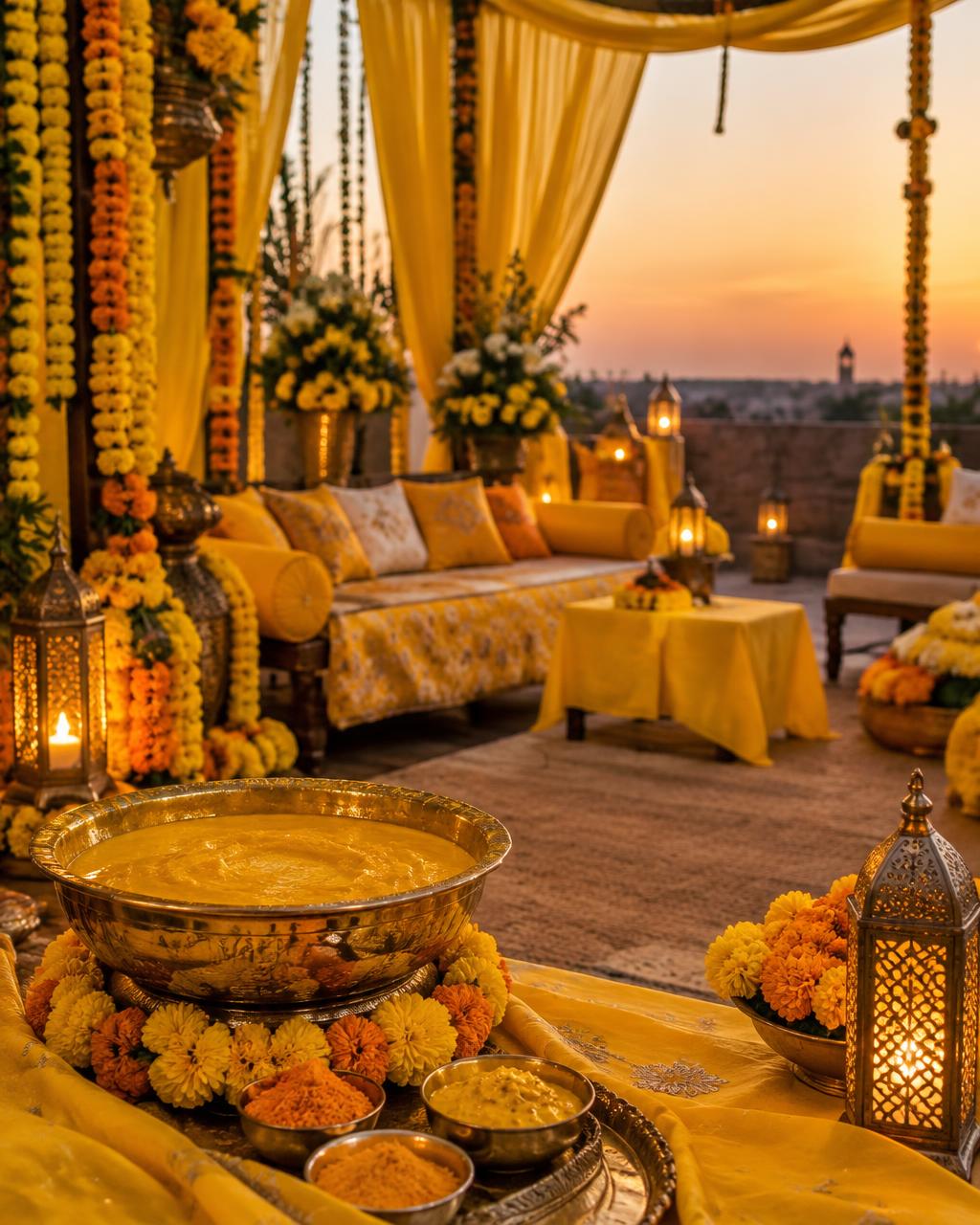 Haldi celebration setting